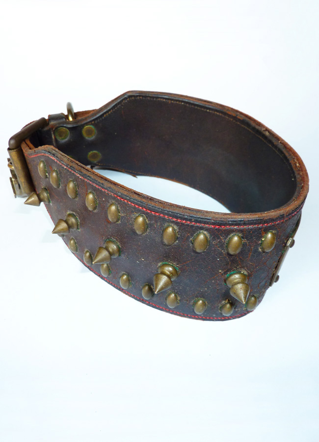 rare antique victorian brass and leather dog collars